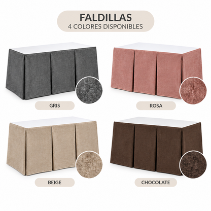 Mesa Camilla Rectangular Completa Alcores™ – Mesa + Tarima + Faldilla + Cristal (Incluye Tapete de Regalo)