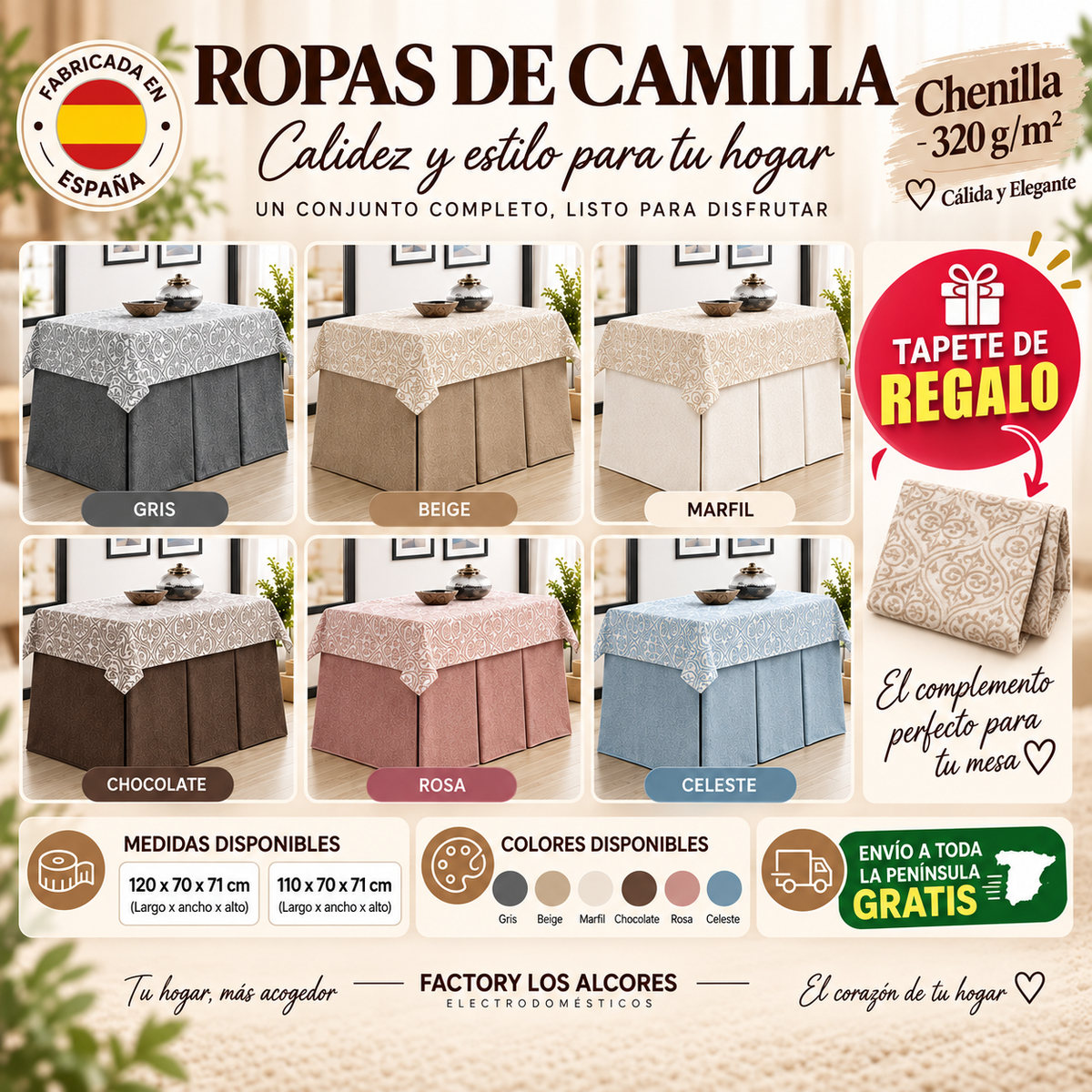 Ropa Camilla Alcores + "TAPETE DE REGALO"– Máximo Confort para el Invierno