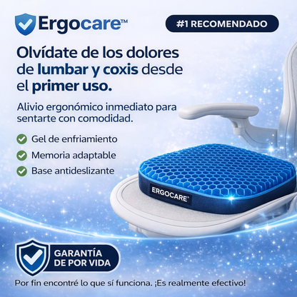 Vuelve a sentarte sin dolor. Cojín Ergocare™ elimina la presión que tu silla no puede.
