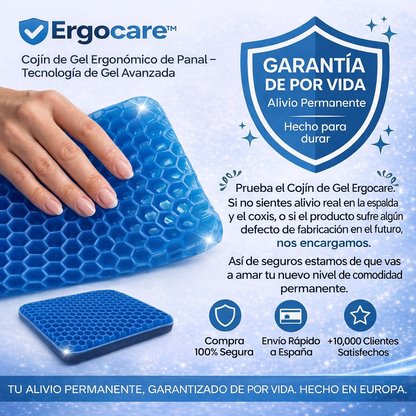 Vuelve a sentarte sin dolor. Cojín Ergocare™ elimina la presión que tu silla no puede.