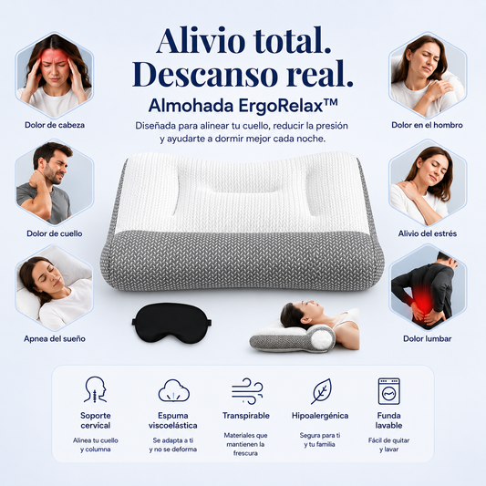 Almohada ErgoRelax™ Despiértate sin dolor de cuello desde la primera noche
