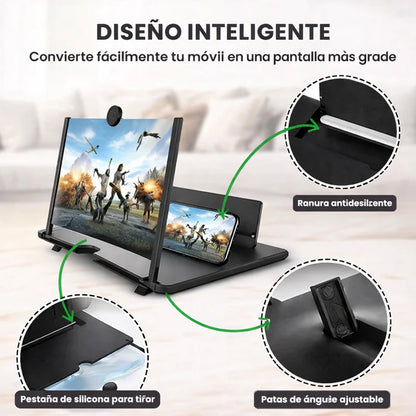 Amplificador de Pantalla +VISION para Móvil | Efecto Cine HD | Ligero y Portátil + AIRPODS 2ª GENERACIÓN DE REGALO