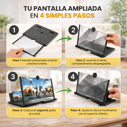Amplificador de Pantalla +VISION para Móvil | Efecto Cine HD | Ligero y Portátil + AIRPODS 2ª GENERACIÓN DE REGALO