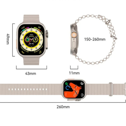 Smartwatch Ultra Pro con 2 correas (blanco + negro) Conéctate. Entrena. Vive con estilo.