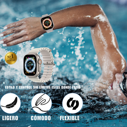 Smartwatch Ultra Pro con 2 correas (blanco + negro) Conéctate. Entrena. Vive con estilo.