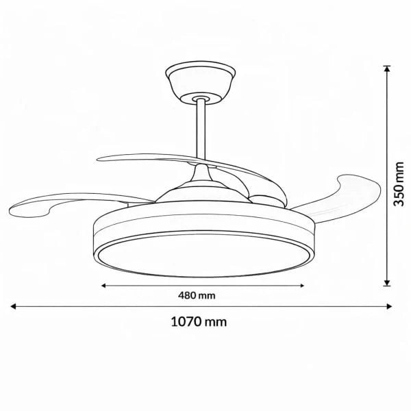 Ventilador de Techo Relámpago Motor DC 60W Blanco/Haya 107cm con mando y Temporizador