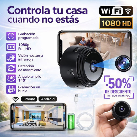 Mini Cámara de Seguridad Full HD 4K - Controla desde tu Móvil cuando no estas