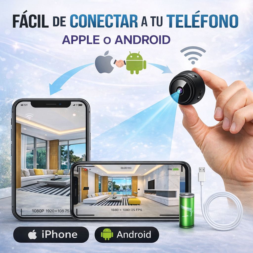 Mini Cámara de Seguridad Full HD 4K - Controla desde tu Móvil cuando no estas