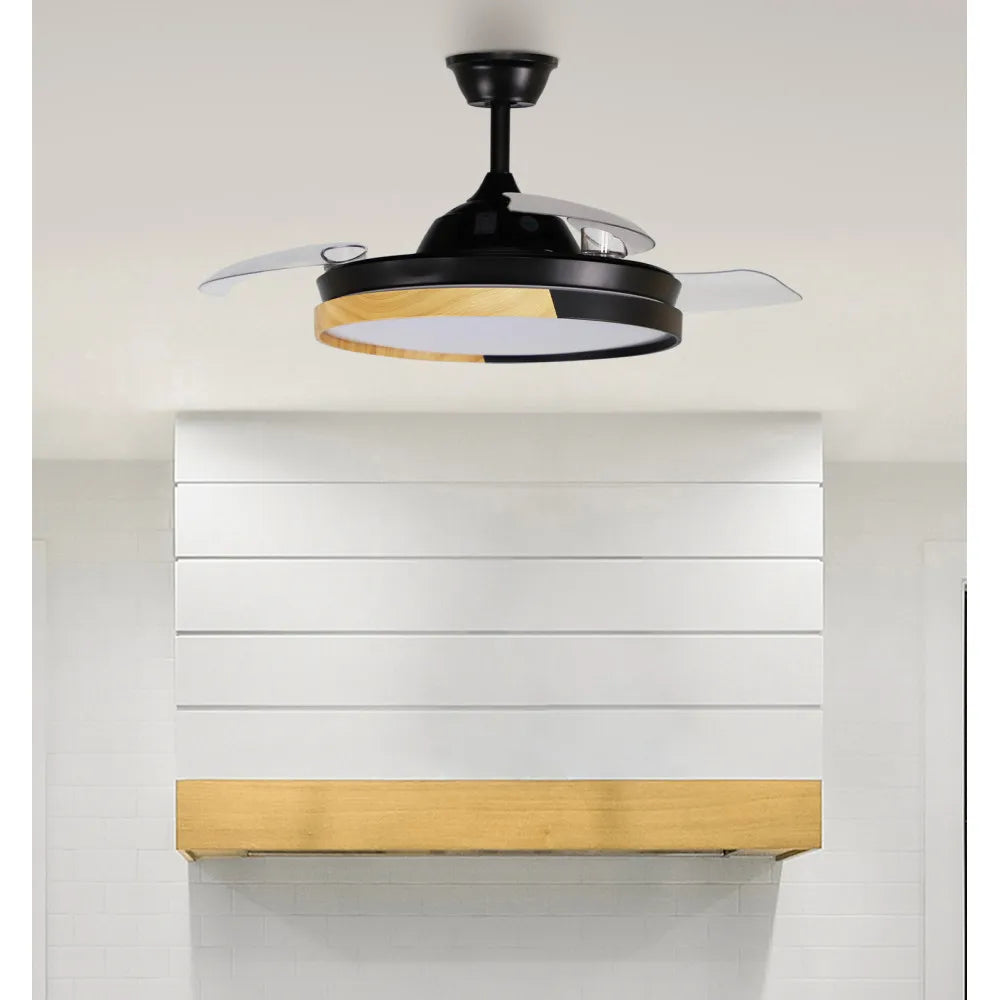 Ventilador de Techo Emperador Negro/Haya Motor DC 72W 108CM con Mando