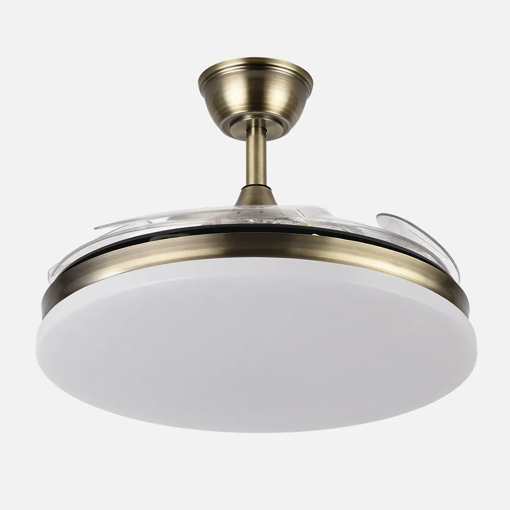 Ventilador de Techo Tridente Cuero Motor DC 59W 4 Aspas 107cm con Mando y Temporizador