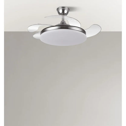 Ventilador de Techo Tridente Niquel Motor DC 59W 4 aspas 107cm con Mando y Temporizador